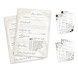 Gästekarten für Hochzeit – Hochzeitsgästekarten – kreative Fragen zum ausfüllen – Gästeliebhaber – kreative Alternative mit Blumendesign Pampasgras 50 Stück