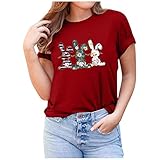 BSWFA Damen blusen Slipknot Tshirt blusenshirt Damen 3/4 arm Oberteile Langarm locker blusentops Langarmshirt Blumendruck frühling Herbst Oversize Pullover Rundhals Vintag(#NHD-220326 T-Shirt-A19 S)