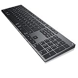 CSL - Kabellose Tastatur Slim Design - Wireless Bluetooth Keyboard mit Numpad - Deutsch QWERTZ Layout- Multimedia – Spacegrau - kompatibel mit PC und Apple Mac - Windows 10 Android und iOS