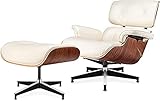 WSYC High-End-Lounge-Sessel Mit Klassischem Vollnarbenleder-Sperrholz Und Strapazierfähigem Drehgestell (B)