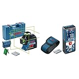 Bosch Professional Linienlaser GLL 3-80 G (grüner Laser, max. Arbeitsbereich: 30 m, 4x AA Batterie) & Laser Entfernungsmesser GLM 50 C (max. Messbereich: 50 m, 2x 1,5-V Batterien, Schutztasche)