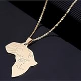 N/Ａ Edelstahl Anhänger Halsketten für Frauen Gold Farbe Karte von Afrika Afrika Nigeria Afrikanische Karten Schmuck Geschenke Hochzeitstag Muttertag Vatertag Weihnachten Geburtstagsgeschenk