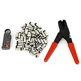 7/16' Kompressionszange Abisoliermesser mit 50tlg F Kompressionsstecker Satz Ø6.8-Ø7.5 Stecker Sat NEU