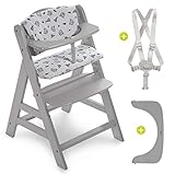 Hauck Hochstuhl Alpha Plus - Mitwachsender Kinderhochstuhl mit Gurt und Sitzkissen - Grau Nordic Grey