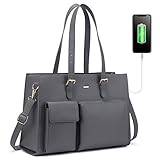 LOVEVOOK Handtasche Damen Shopper Damen Groß Laptop Tasche 15.6 Zoll Aktentasche Leder Businesstasche Damen Arbeitstasche Notebooktasche Schule Taschen, G