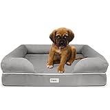 SCM Orthopädisches Hundebett Tierbett Memory Foam Hundesofa Dog Bed Premium Prestige Edition Hundekorb gelenkschonend grau, weich (63 x 50 cm)