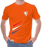 Herren T-Shirt - Niederlande - mit Wunschnummer und Wunschnamen orange-Weiss XL