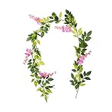 WANGJBH Trockenblumen 2M Wisteria Künstliche Blumen Rebe Girlande Hochzeit Bogen Dekoration Efeu Kränze Gefälschte Pflanzen Laub Rattan Künstliche Blume (Color : Rose red)