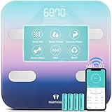 WLAN Smart Waage Körperfettwaage Bluetooth Personenwaage Digital Waage mit 7 Daten die Deutlich auf Einem Großen LED-Bildschirm Angezeigt Werden, für iOS und Android App, Maximal 180 kg, B