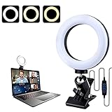 Ringleuchte SerDa-Run Videokonferenz Licht 4.5” LED Ringlicht mit Klemmhalterung Dimmbare Makeup Licht mit 3 Lichtmodi und 10 Helligkeitsstufen für Live Stream, Fotografie, Fernarbeit, YouTube, TikTok