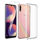 LJSM Hülle für Wiko View 4 Lite + Panzerglas Displayschutzfolie Schutzfolie - Transparent Weich Silikon Schutzhülle Crystal Flexibel TPU Tasche Case für Wiko View4 Lite (6.52') -C
