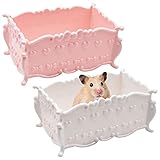 Hamster Toilette,DBAILY 2PSC 17*11*9cm Hamster Kleintiere Sand Badezimmer Rosa Weiß Hamster Kunststoff Bad Sauna Toilette Haustier Badezimmer Für Kleintiere Hamster Rennmaus Rattenmäuse（17*11*9cm）