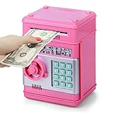 Highttoy Kinder Sparschwein für 3-12 Jahre Mädchen,Elektronisch Spardosen für Kinder Tresor Passwort Spardose für Mädchen ATM Geld Sicher Geldautomat Sparbüchse Spardosen für Mädchen Geschenke R