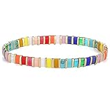 KELITCH Bunte Charm Armband Frauen Regenbogen Tila Perlen Armbänder Handgemachte Bunte Wraps Stretch Armb