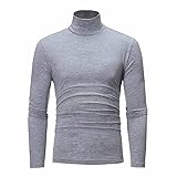 Jinwruny Herren Stehkragenshirt Langarm Herren Longsleeve Rollkragenpullover Regular Fit Langarmshirts Rollkragen Pullover Baumwolle Sweatshirt Unterzieh Elastisch Einfarbig