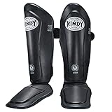 WINDY Fight Gear Proline Schienbeinschoner (Schwarz) - Kickbox Schienbeinschoner - Aus Kunstleder - Erhältlich in den Größen: S, M, L, XL - CE geprüft (XL)