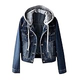 YUNGE Karierte Jacke für Damen, Jeansjacke, große Größe, Jeansjacke für Damen, mit Kapuze, kurze Jacke, reflektierende Jacke, (#005) Dunkelgrau, 54