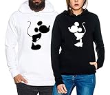 Kiss Mouse King Queen Partner Look Pärchen Valentinstag Hoodie, Größe:XL, Partner Hoodies:Damen Hoodie Weiß