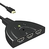 HDMI Switch 3 Ports,1080P HDMI Switcher Selector, HD Hub Switch Anschluss für HDTV/Blu-Ray DVD/PC Projektor/ PS3/PS4/Xbox/STB