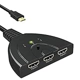 HDMI Switch 3 Ports,1080P HDMI Switcher Selector, HD Hub Switch Anschluss für HDTV/Blu-Ray DVD/PC Projektor/ PS3/PS4/Xbox/STB