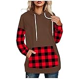 Eternali Leopardmuster Kapuzenpullover Damen Leopard Patchwork Hoodies Sweatshirt Langarm Rundhals Pullover Colorblock Hoodie Tops Sport Casual mit Kapuzen Sweatjacke Streetwear Mode Hooded Ob