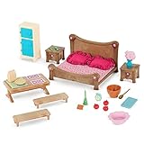 Li’l Woodzeez 26-teilig Schlafzimmer und Esszimmer Zubehör Set – Bett, Esstisch und mehr – Tierfiguren Accessoire Spielzeug für Kinder ab 3 J