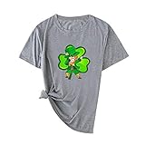 Lässige, Bedruckte Damenbluse mit O-Ausschnitt und kurzen Ärmeln Manschetten-T-Shirts F