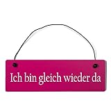 Deko Shabby Chic Schild Ich Bin gleich Wieder da Vintage Holz Türschild in pink mit D