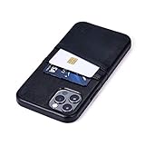 Dockem iPhone 12 und iPhone 12 Pro Handyhülle mit Kartenfach: Wallet Handytasche mit Integrierter Metallplatte für Magnet-Halterung [Exec M2, Schwarz]