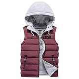 Herren Weste Steppweste Kapuze Vest Ärmellos Jacke Übergangs Daunenweste Herrenweste Steppweste Sportweste Übergangsjacke Bodywarmer Outdoor Weste Steppweste Winter Daunenweste Vest Daunenjack