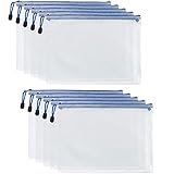 NA 10Stk Dokumententasche A5 Zip Aktentasche, Kunststoff Wasserdicht Reißverschlussbeutel Mesh Taschen Zipper Beutel Bleistifttaschen mit Reißverschluss für Datei Papier Dokumente, Kosmetik