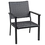 C-Hopetree Outdoor Lounge Chair für Außenterrasse Veranda, Metallrahmen, schwarz Allwetter Korbw