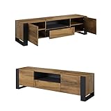 Tv Schrank Wood, Lowboard, Unterschrank, Tv-Tisch mit 2 Türen, 1 Schublade, Fernsehenschrank, Wotan E