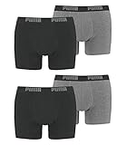 PUMA 4 er Pack Boxer Boxershorts Men Herren Unterhose Pant Unterwäsche, Farbe:691 - Dark Grey Melange/Black, Bekleidungsgröße:M