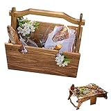 Moslate Faltbarer Picknickkorb Tisch, Tragbarer Wein Picknicktisch, 2 In 1 Picknick Strand Camping Tisch Aufbewahrung Holzkorb, Outdoor Dinner Klapptisch, Für Gartenparty, Camping, S