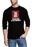 Coole-Fun-T-Shirts Hamburg Vintage Wappen Longsleeve reeperbahn ST.Pauli schwarz Gr.M