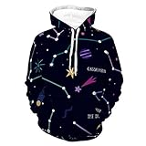 Unisex Damen Herren Hoodies Langarm Bequem Kapuze T-Shirts Gemütlich Leicht Herbst Outfit Für Athletische Party, Art Planets Illustration, Larg
