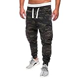 Jogginghose Herren Hose Cargo Chino Jeans Stretch Jogger Sporthose Slim-Fit Trainingshose Herren Loose Haremshose Camouflage Carg