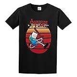 Ad.ve_n|tu.re T.I.M.E Cartoon Shirt Character Poster Crew Neck Graphic Tee Birthday Gift Idea for Guys for Home or Gym Unisex Top Tees Black Shirt L