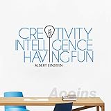 Albert Einstein Wandtattoo, inspirierendes Zitat, Vinyl, 90 x 50