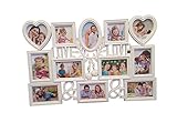 Lalia Fotorahmen Collage 12 Fotos, Herzform Bilderrahmen 72x48 cm, Liebsten/die Liebste, zur Hochzeit, zum Geburtstag, weiß, Kunststoff, romantisch 12 Fotos zu je 10x15cm (D5)