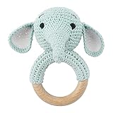 Beißring gehäkelte REH mit intigrierter Babyrassel, Greifling Spielzeug Beißring | Geschenk zur Geburt, Babyparty, Handmade für Baby & Kinder Jung