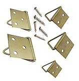 RIKAMA – Goldenes Bilderklappösen Set inklusive Nägel zur Aufhängung von Bildern, Fotos, Leinwänden und Rahmen – 50 Bilderhaken in den Größen 20x10mm, 24x12mm, 28x14mm, 32x16mm und 40x20