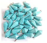 QWERBAM Natürliche Stein Türkis Kristall Pyramide Anhänger for DIY Schmuck Machen Halskette 12 stücke (Metal Color : Turquoise)