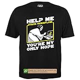 Help me, Stack Overflow - Herren T-Shirt für Geeks mit Spruch Motiv aus Bio-Baumwolle Kurzarm Rundhals Ausschnitt, Größe XL
