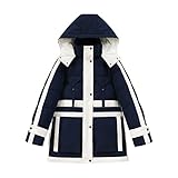 AWYST Winterjacke Damen Daunenjacke mit Kapuze Ultraleichte Gewicht Kurz Down Parka Puffermantel Wasserbeständige Outwear Damen Parka (Color : Blue, Größe : Mittel)