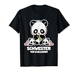 Schwester von Zwillingen Geschenk Süße Panda Geschwister T-S