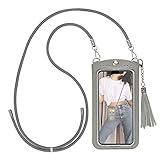 takyu Handy Umhängetasche, kleine Damen Crossbody Handytasche zum Umhängen für Smartphones (L,Grau)