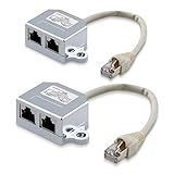 kwmobile 2X Netzwerkkabel Splitter Anschlussverdoppler - Netzwerk ISDN Adapter LAN Verteiler - T-Adapter - Netzwerk Kabel auf 1x ISDN 1x E