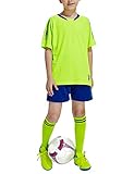 besbomig Jungen Fussball Trikots Set Kind Team Training Wettbewerb Sportbekleidung - Kurze Ärmel T-Shirt & Shorts und Socken Soccer U